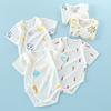 Pelele de bebé de verano fino de algodón puro, mono triangular de manga corta con hassel, ropa de escalada para recién nacidos, pijamas de verano