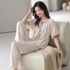 Pijama de Lyocell para Mujer 2026 Nuevo Manga Corta Pantalón Largo Moda Verano Ropa de Casa Estilo Celebridad de Internet Primavera y Otoño