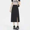 Tiro real falda midi dividida mujer petite primavera y verano nuevo sentido del diseño longitud media cintura alta línea A ajustada a la cadera falda larga