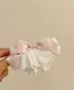 Niña Encantadora Sándwich de Crema Encaje Plisado Pasador de Pelo Falda con Lazo Pinza de Pato Nuevo Pinza para Cola de Caballo Accesorios para el Cabello
