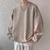 Sudadera jacquard de cuello redondo para hombre, camiseta de manga larga, ropa casual holgada estilo americano para primavera/otoño, sin capucha, adecuada como capa intermedia o capa base