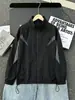 Chaqueta de malla negra estilo americano de secado rápido con protección solar para hombre, chaqueta ligera de seda helada transpirable para el verano, abrigo para deportes al aire libre