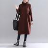 Foto Real 6568 # 2026 Inverno Novo Tamanho Plus Feminino Gola Alta Irregular Versátil Estilo Coreano Moletom Vestido de Lã