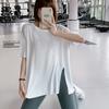 Blusa holgada deportiva de manga corta para mujer, para correr, verano, fina, para yoga, talla grande, de secado rápido, para fitness
