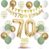 Banderines y Globos de Fiesta de Cumpleaños Verdes y Dorados, Globos de Foil con Números, Set de Decoración Transfronterizo para Primer Cumpleaños