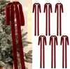 6 Piezas de Moño de Terciopelo Navideño Arte Latte Decoración de Árbol de Navidad Cinta Flocada Pancarta Fondo Arreglo de Foto