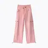 Pantalones de Trabajo de Secado Rápido para Mujer 2026 Nuevo Estilo de Verano Petite Pantalones Jogger de Cintura Alta Pantalones Casuales Americanos de Pierna Ancha para Mujer