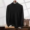 Camisa de cachemira para hombre, cuello redondo, siete agujas, gruesa, cálida, talla grande, interior, color liso, moderna