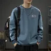 Camiseta de Manga Larga para Hombre 2025 Primavera y Otoño Nueva Holgada de Peso Pesado Algodón Puro Juvenil Cuello Redondo Pulóver Camiseta Base