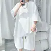 Tamanho Grande 8XL 150kg Traje Casual Vestível Verão 2025 Nova Camiseta Shorts de Manga Curta Masculino Versátil