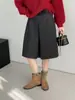 Tão na Moda~ Saia Plissada Cinza Estilo Coreano para Mulheres, Versátil, Emagrece, Cobre o Quadril, Saias Midi com Cinto Incluído J6676