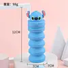 Estojo de lápis retrátil de silicone com tema de desenho animado transfronteiriço, estojo fofo e de grande capacidade com zíper, organizador de material escolar para alunos do ensino fundamental