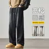 Pantalones de Chándal para Hombre con Forro de Felpa para Otoño e Invierno, Joggers Gruesos de Pierna Recta para Adolescentes, Marca de Moda, Pantalones Largos Casuales Elegantes y de Alta Gama con Caída
