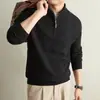 Suéter de Punto para Hombre 2026 Otoño/Invierno Cuello Alto Cremallera Jersey Suéter de Lana Estilo Old Money Color Sólido Jacquard Suéter Grueso