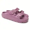 Sapatos Birkenstock Femininos de Solado Grosso Cor Personalizada OEM para Exportação com Fivela Chinelos de Injeção Eva Slide