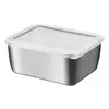 Caja de Acero Inoxidable para Conservar Frescura Bandeja Rectangular con Tapa Contenedor de Almacenamiento de Alimentos para Refrigerador Caja para Congelador Caja Compartimentada Comercial Caja de Almacenamiento Caja para Almuerzo