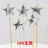 Decoración de pastel con estrella reflectante y corazón para almacén, inserto para tienda de repostería, decoración para mesa de postres de cien piezas