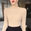 Suéter de cuello alto para mujer transfronterizo para otoño e invierno, top base de punto acanalado de cuello alto sin costuras, top interior de punto ajustado