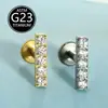 Titânio ASTM-F136 Barra Reta com Rosca Interna Piercing de Lábio com Zircônia Piercing de Osso da Orelha Joia para Piercing com Parafuso Interno 1.2mm