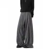 Pantalones de ajuste ceñido estilo americano para hombre en primavera y otoño, pantalones rectos versátiles negros con un toque de alta gama, pantalones largos casuales de pierna ancha