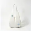 Bolsa de Malha Crochê com Flores Vazadas Estilo Coreano Grande Capacidade Estilo Preguiçoso Bolsa Tecida Estilo Férias de Verão Bolsa de Praia