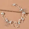 Acessórios de cabelo de noiva mais vendidos transfronteiriços, tiara de flor de pérola, pente de cabelo feito à mão, conjunto de grampos e palitos de cabelo para fotografia de viagem de casamento