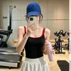 Top de yoga de verano talla grande para mujer con almohadillas en el pecho, top sin mangas adelgazante para Pilates, conjunto de fitness