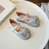 Zapatos de Princesa para Niñas Verano 2025 Nuevos Zapatos de Cristal Zapatos de Vestir para Niñas Zapatos de Pedrería Suela Blanda Zapatos de Cuero de Princesita
