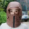 Gorro Cálido de Invierno para Mujeres que Andan en Bicicletas Eléctricas, Protección Facial, Protección para los Oídos, Gorro Lei Feng Engrosado, Gorro de Plumas Impermeable y a Prueba de Frío para Exteriores