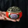 Quemador de Incienso Fragante de Color Nacional Adornos Hogar Interior Ceremonia del Té Quemador de Incienso Xiangyun Cubierta de Cobre de Aleación Quemador de Incienso de Cerámica Peonía