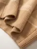 Suéter de cachemira para mujer con cuello alto, doble capa, top cálido, media cremallera, versátil y moderno, nuevo suéter cálido de otoño e invierno para mujer