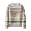 Suéter 100% Cachemir Puro para Niños, Nuevo Cuello Redondo de Moda Tejido Jacquard Suéter Cálido