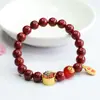 Pulseira de Jade e Cinábrio Pulseira de Areia de Cristal para Mulheres, Atacado de Fábrica de Cinábrio Transmissão ao Vivo Dropshipping S4062103