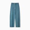 Calça Reta de Algodão Jeans Ecológico Th~ Row Jeans Casulo Lavagem Retrô Solta com Linha de Divisão Curva para Mulheres