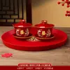 Tazas de Té para Brindis de Boda, Tazas y Cuencos de Pareja Dragón y Fénix, Juego de Cuenco y Palillos de Boda, Juego de Té Rojo para Novios