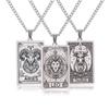 Collar de las Doce Constelaciones Europeo y Americano Transfronterizo Logo Colgante Militar Retro Hombre Tarot Acero Inoxidable Tarot