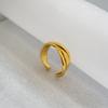 Latón chapado en oro tres anillos cruzados viento frío simple personalidad temperamento versátil anillo abierto anillo para el dedo