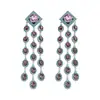 Pendientes Vintage de Plata con Diamantes de Zirconia, Borlas en Forma de Rombo, Pendientes de Lujo Ligero de Gama Alta, Accesorios para Orejas de Estilo Retro