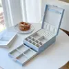 Nueva Caja de Joyería de Cuadros Caja de Joyería de Doble Cajón Joyería de Gama Alta Joyería para Collares Anillos Pendientes Caja de Almacenamiento de Joyería