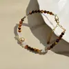 A-level Gato Dourado Olho de Tigre Turquesa Imitação Pérola Pulseira Toque de Alto Padrão Luxo Leve Exquisito Camadas Nicho Atacado