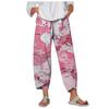 2026 Nuevos Pantalones Anchos de Amazon Sueltos Casuales de Algodón y Lino Estampados con Bolsillo Cintura Elástica Pantalones Cortos para Mujer en Stock