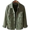 Chaqueta Casual de Trabajo de Marca de Moda de Color Sólido Lavada con Múltiples Bolsillos para Hombre, Holgada, Primavera y Otoño, Ropa Exterior Estilo Japonés