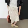 Saia midi assimétrica de bolinhas para primavera, cintura alta, versátil, estilo delicado, nova