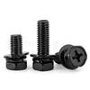 Acero al carbono niquelado ranura cruzada negra hexágono exterior tres combinaciones tornillos tornillos combinados Tornillo máquina tornillo M3 M4