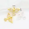 Pingente de Trevo de Quatro Folhas Borboleta Coração de Pêssego com Microincrustação de Zircônia em Ouro Real 18K que Preserva a Cor Material para Contas de Pulseira DIY D103B