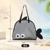 Bolsa fofa para guardar brinquedos de praia infantis, bolsa de malha de grande capacidade para natação, uso ao ar livre na beira-mar, bolsa de praia de malha para maiô