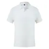 Camisa polo de seda e algodão de verão roupas de trabalho masculina manga curta gola lapela camiseta publicitária camisa cultural roupas de classe logo estampado bordado