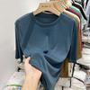 Camiseta Europea de Manga Corta para Mujer Verano Delgada Holgada 2022 Nuevo Estilo Estilo Occidental Manga Media Top para Mujer Siete Mangas Manga Media