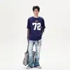 Jeans Retro Americanos con Estampado de Letras para Hombre, Marca de Tendencia de Nicho Nuevo para Primavera y Otoño, Pantalones Largos Rectos Sueltos Elegantes