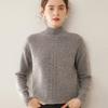 Suéter de cachemira de cuello alto y medio giro para mujer, moda de otoño e invierno de 2024, suéter de color sólido de siete agujas de doble grosor.